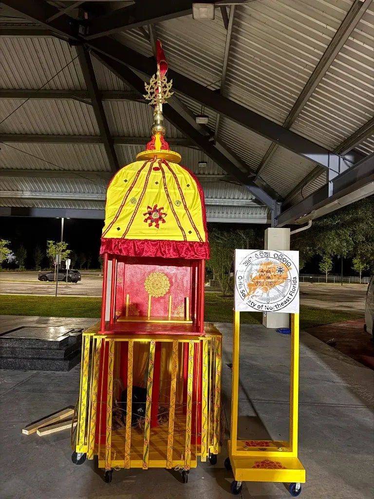 OSNEF Rath Yatra chariot prepared under the pavilion