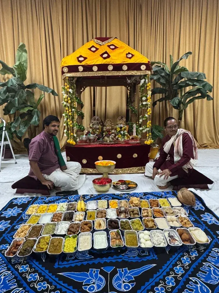 Chappan bhog offering with deities before the procession